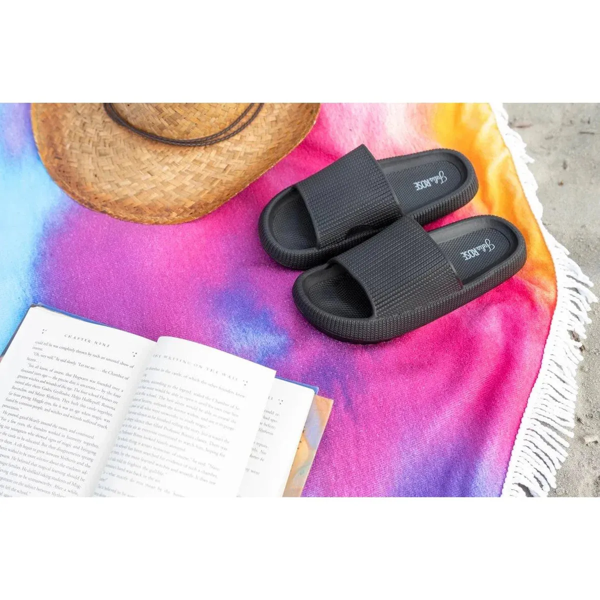 Black Insanely Comfy Slides – Lightweight EVA Beach & Casual Sandals for Women | Slip-On Comfort