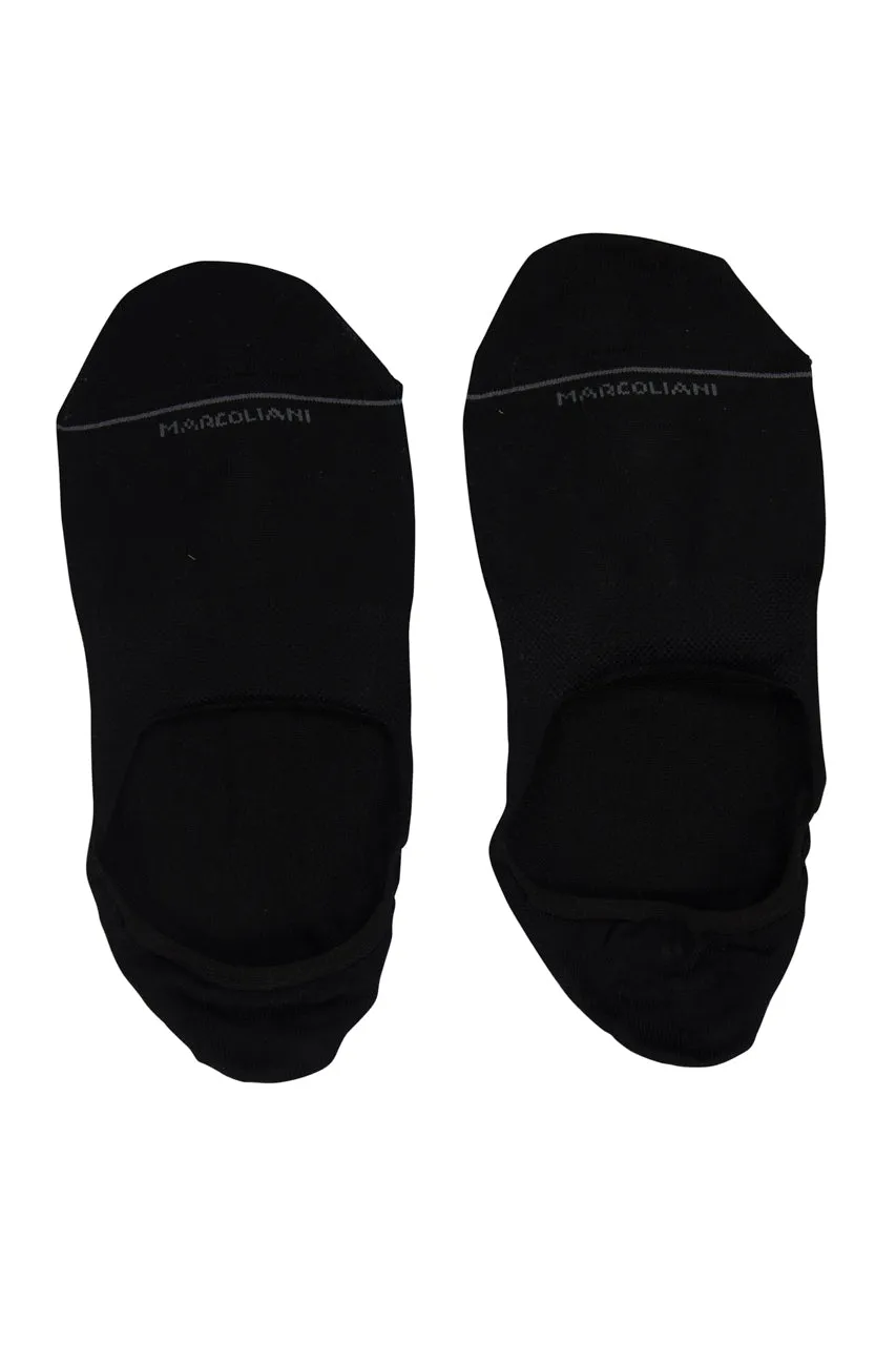 Black Invisible Touch Micro-Cushion No-Show Socks - Marcoliani