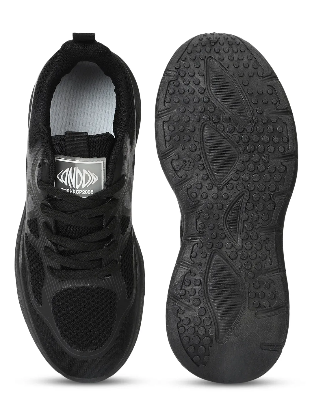 Black Mesh Lace-Up Sneakers (TC-RS3613-BLK)