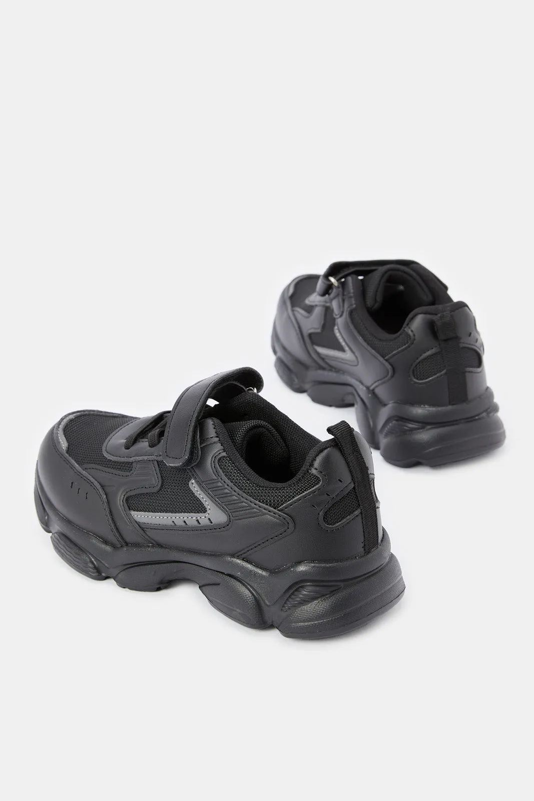 Boys Triple Black Material Block Sneakers