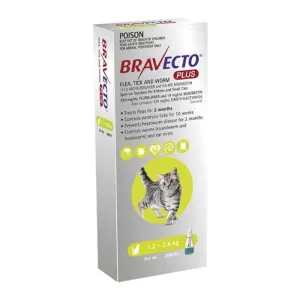 Bravecto Plus Cat Spot On Small 1.2-2.8kg Green - 1pk