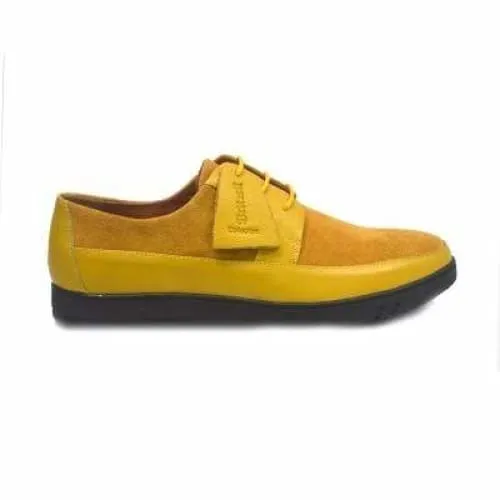 British Walkers Westminster Bally Style Men's Yellow Leather and Suede Low Top Sneakers