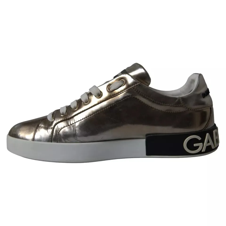 Bronze Leather Logo Sneaker Portofino Shoes