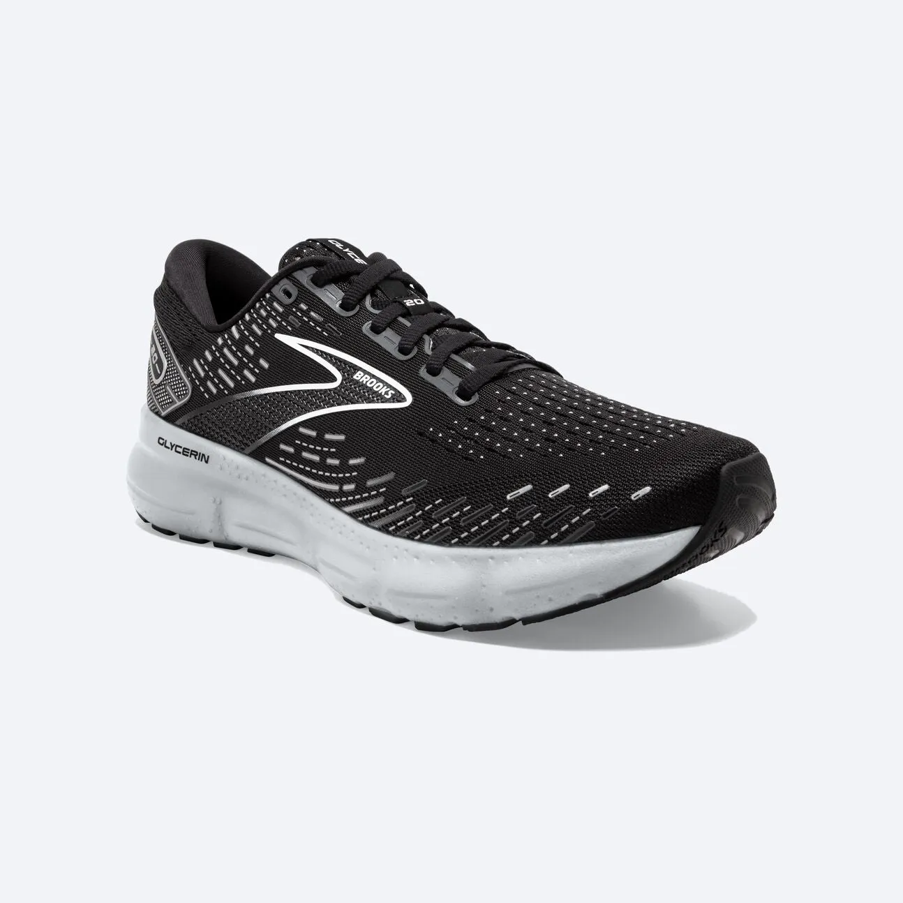 Brooks Mens Glycerin 20- Black/White/Alloy (1103821D059)