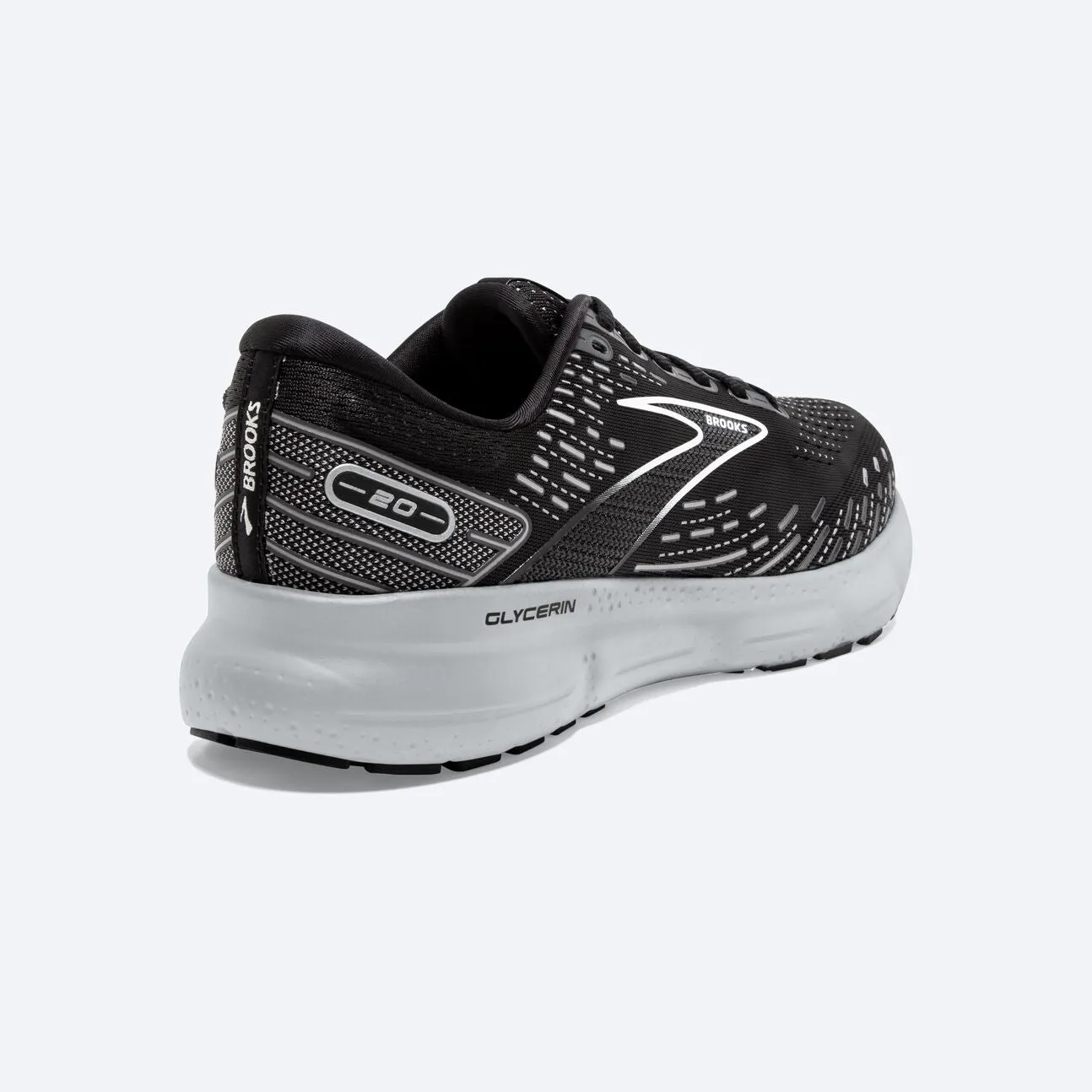 Brooks Mens Glycerin 20- Black/White/Alloy (1103821D059)