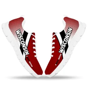 #BuckyNation Wisconsin Fan Mesh Fabric Running Shoes