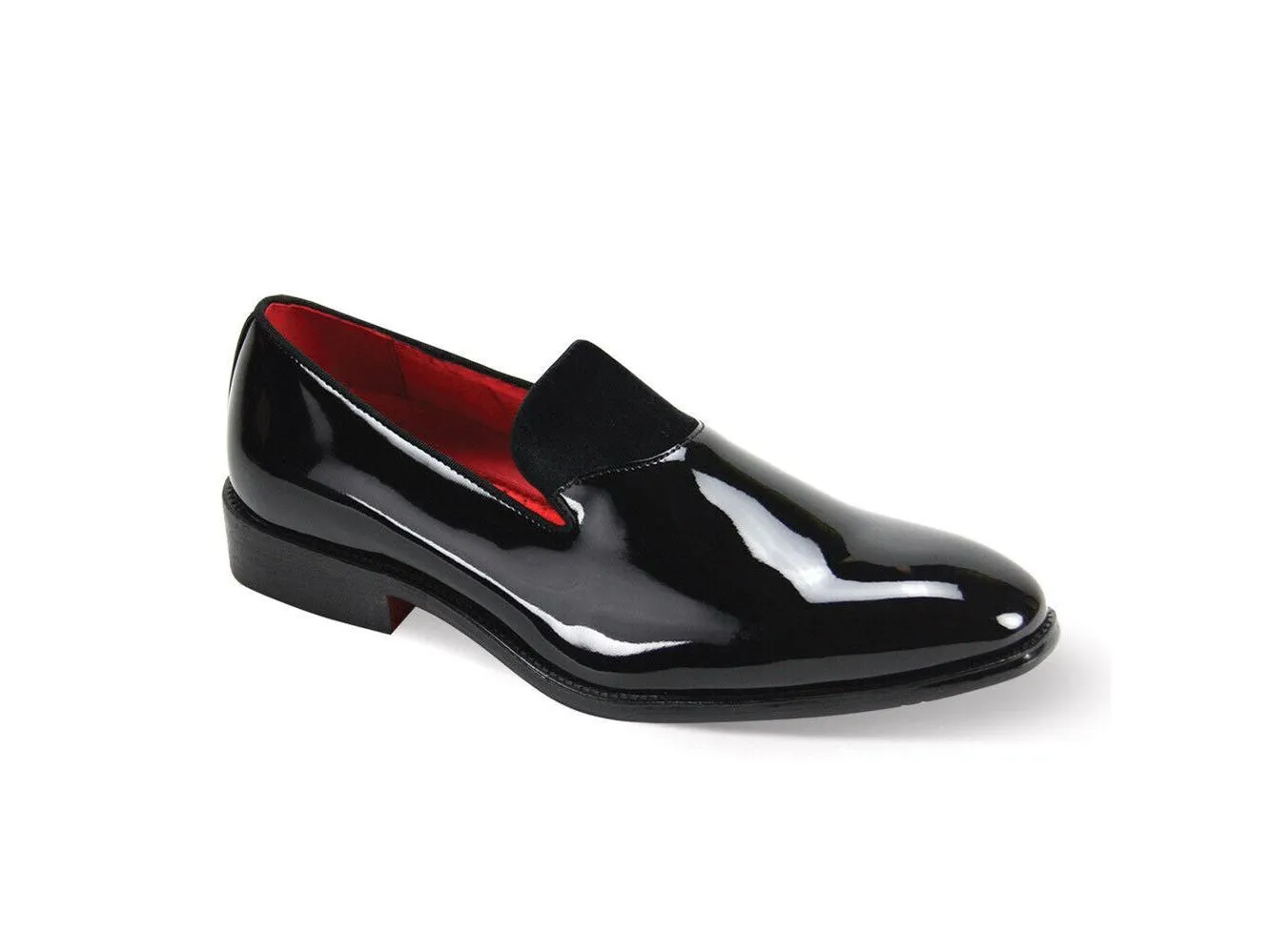 Burnished Toe Formal Patent Loafer in Black