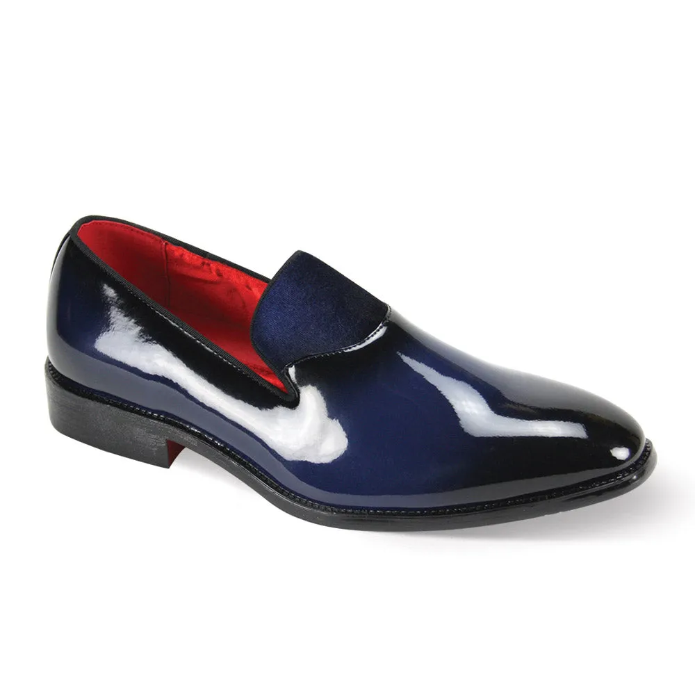 Burnished Toe Formal Patent Loafer in Blue