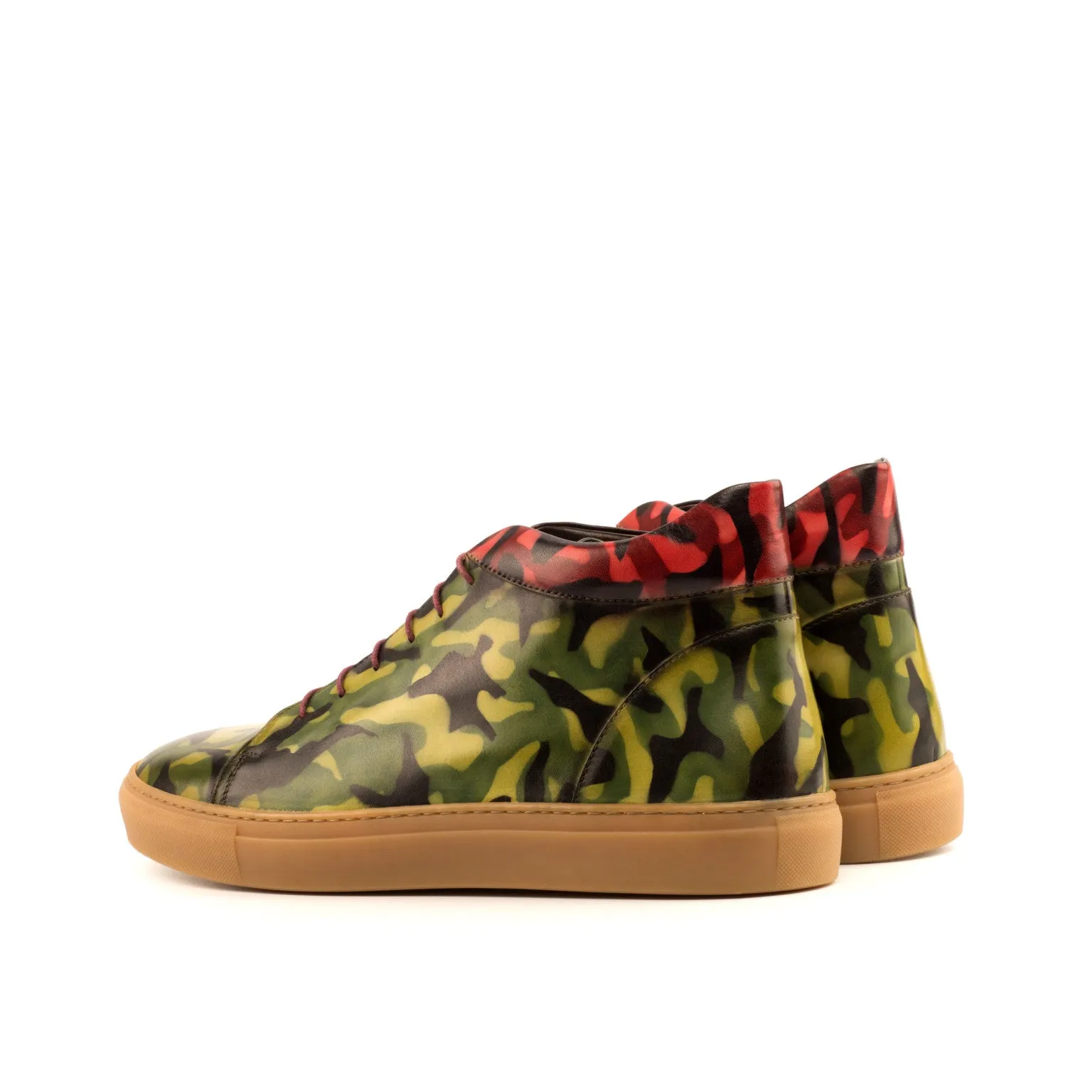 Camouflage Patina Leather High-Top Sneakers