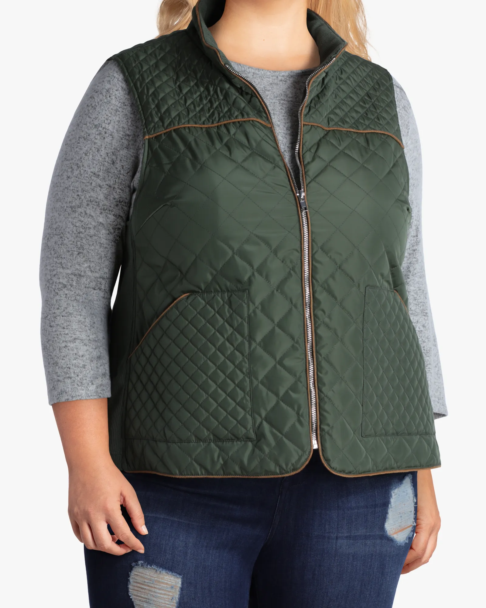 Cassandra Quilted Vest | Forest Green