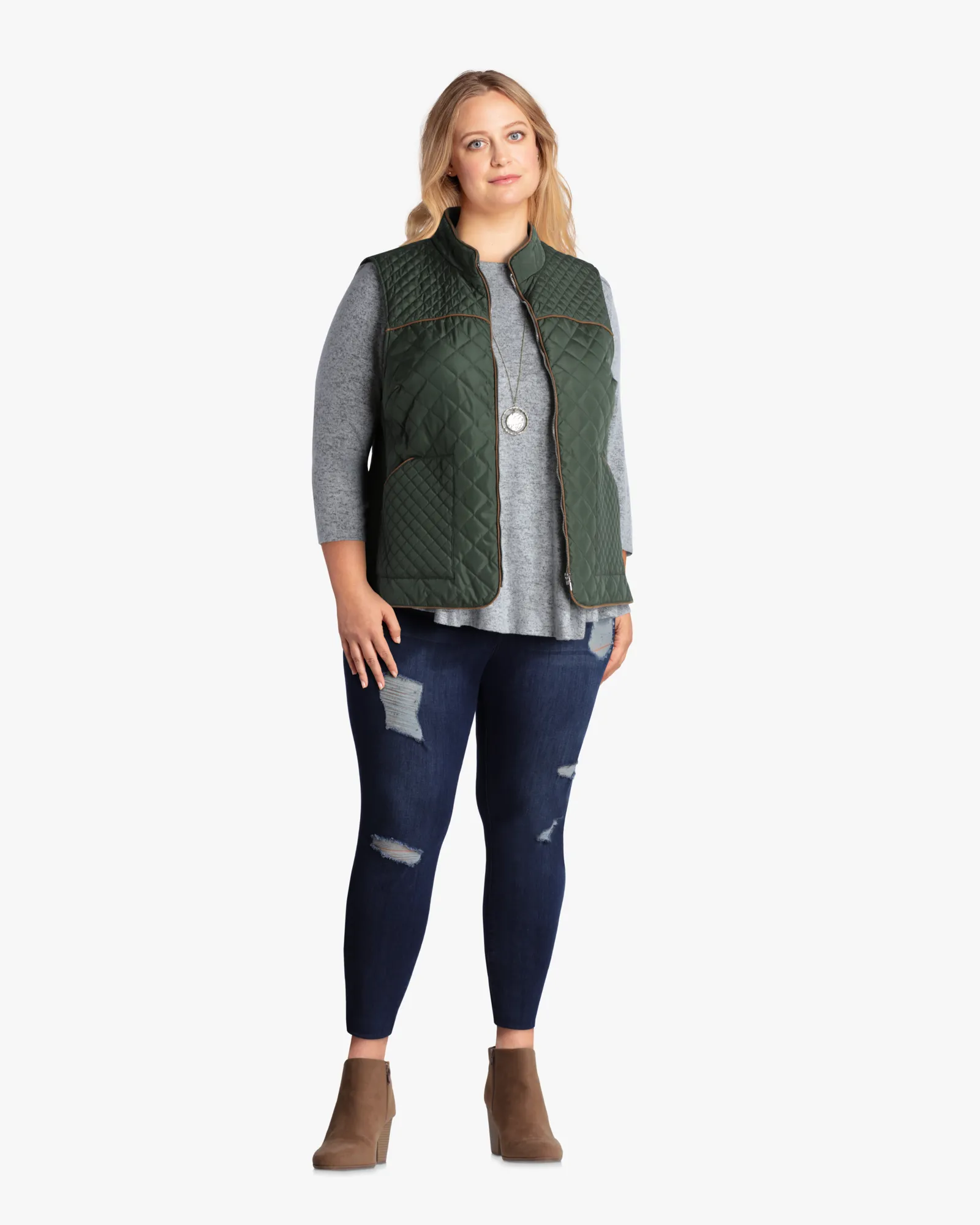 Cassandra Quilted Vest | Forest Green