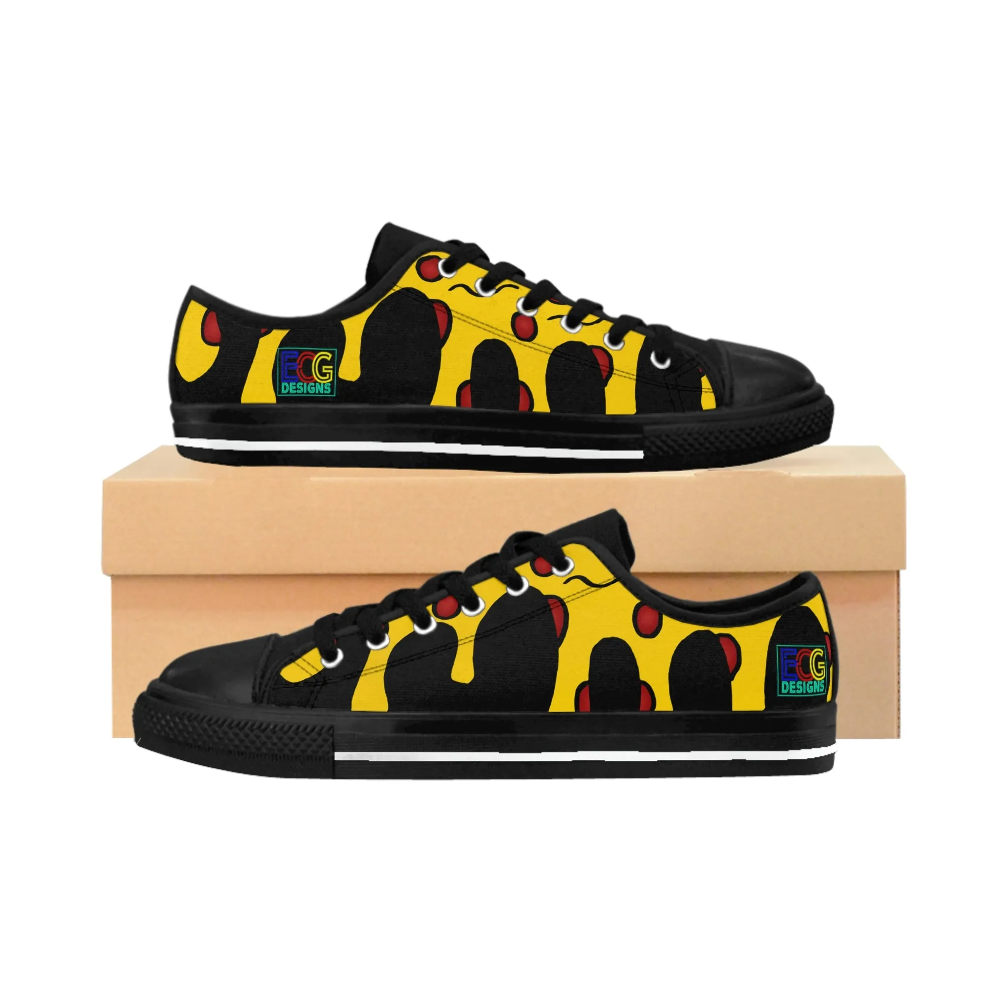 Cheesy Pizza Women's Sneakers (Black)