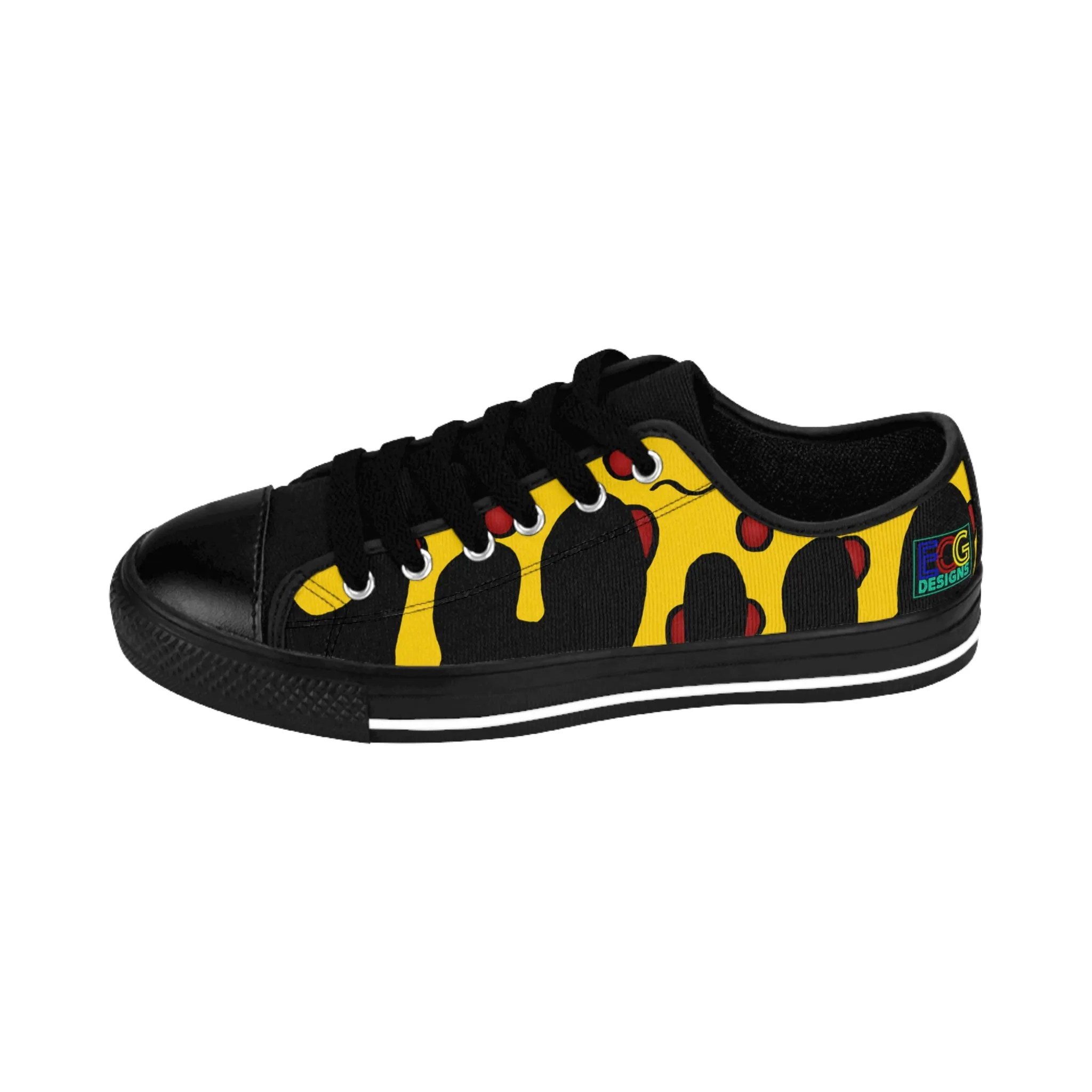 Cheesy Pizza Women's Sneakers (Black)