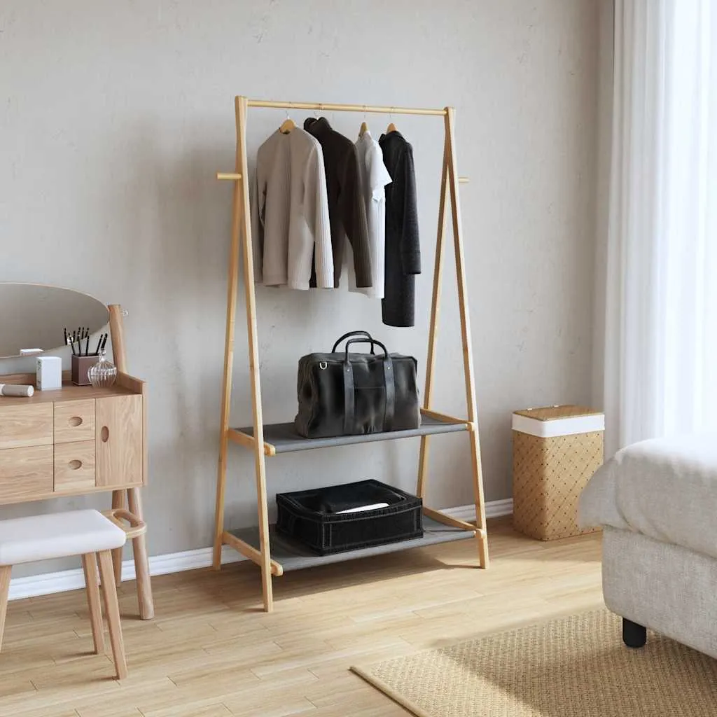 Clothes Rack with Shelves 96x45.5x150.5 cm Bamboo