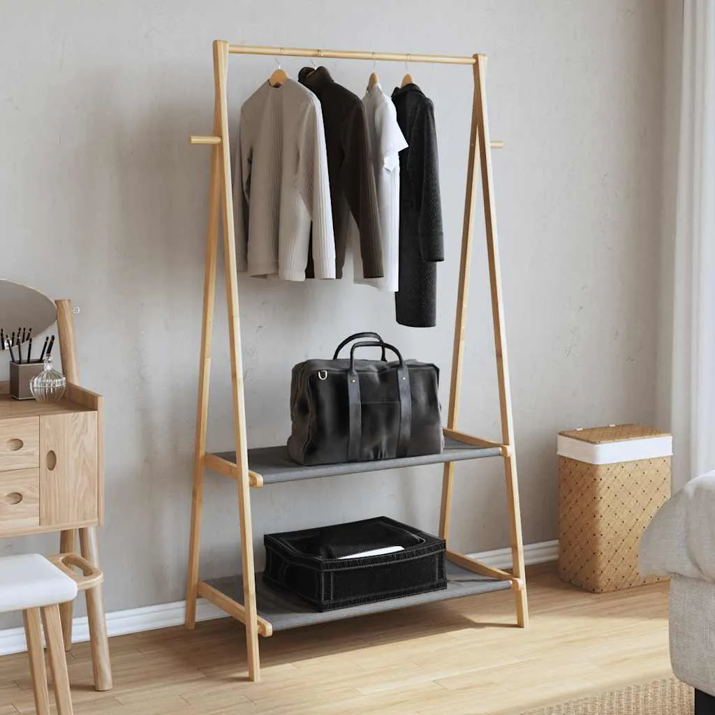 Clothes Rack with Shelves 96x45.5x150.5 cm Bamboo