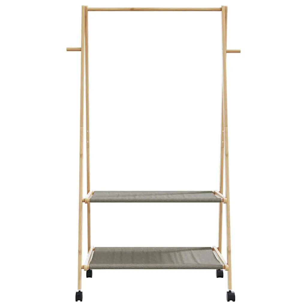 Clothes Rack with Shelves and Wheels 96x45.5x155.5 cm Bamboo