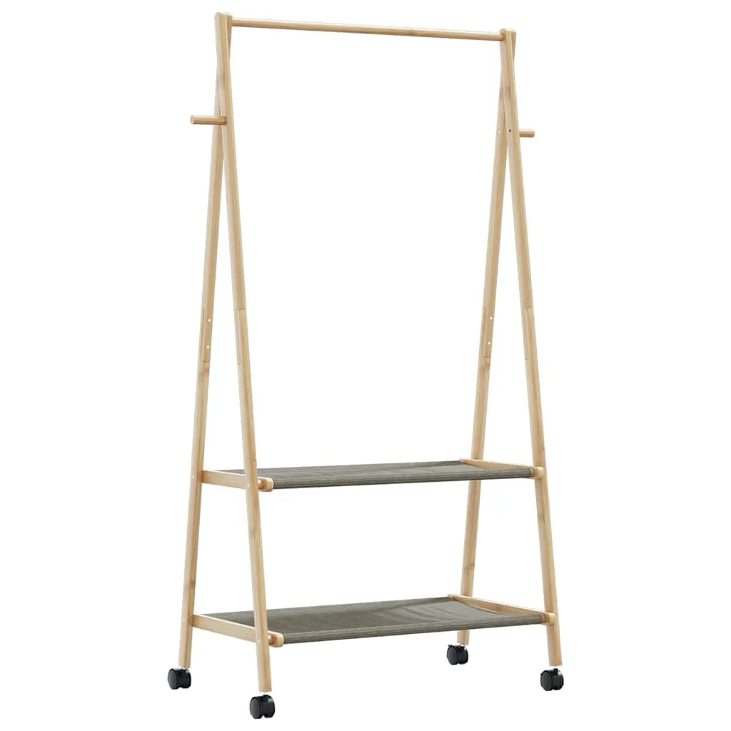 Clothes Rack with Shelves and Wheels 96x45.5x155.5 cm Bamboo