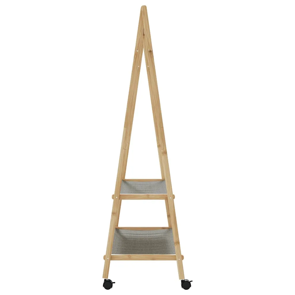 Clothes Rack with Shelves and Wheels 96x45.5x155.5 cm Bamboo