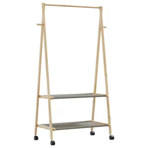 Clothes Rack with Shelves and Wheels 96x45.5x155.5 cm Bamboo