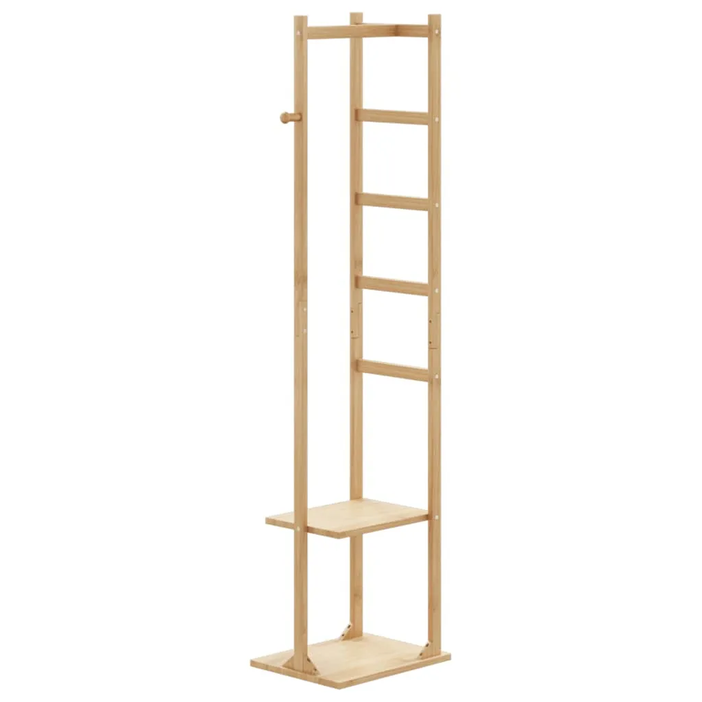 Coat Stand with Hooks and Shelves 38.5x30x156 cm Bamboo