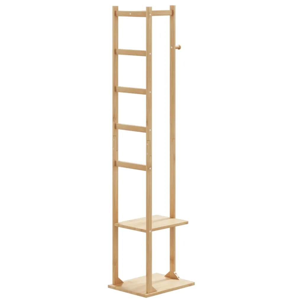 Coat Stand with Hooks and Shelves 38.5x30x156 cm Bamboo