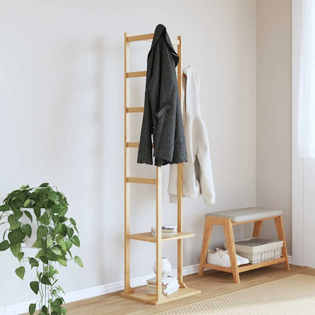 Coat Stand with Hooks and Shelves 38.5x30x156 cm Bamboo