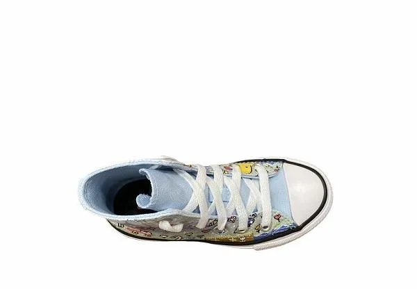 Converse scarpa sneakers alta da bambina Ctas Hi Chambray 670170C celeste