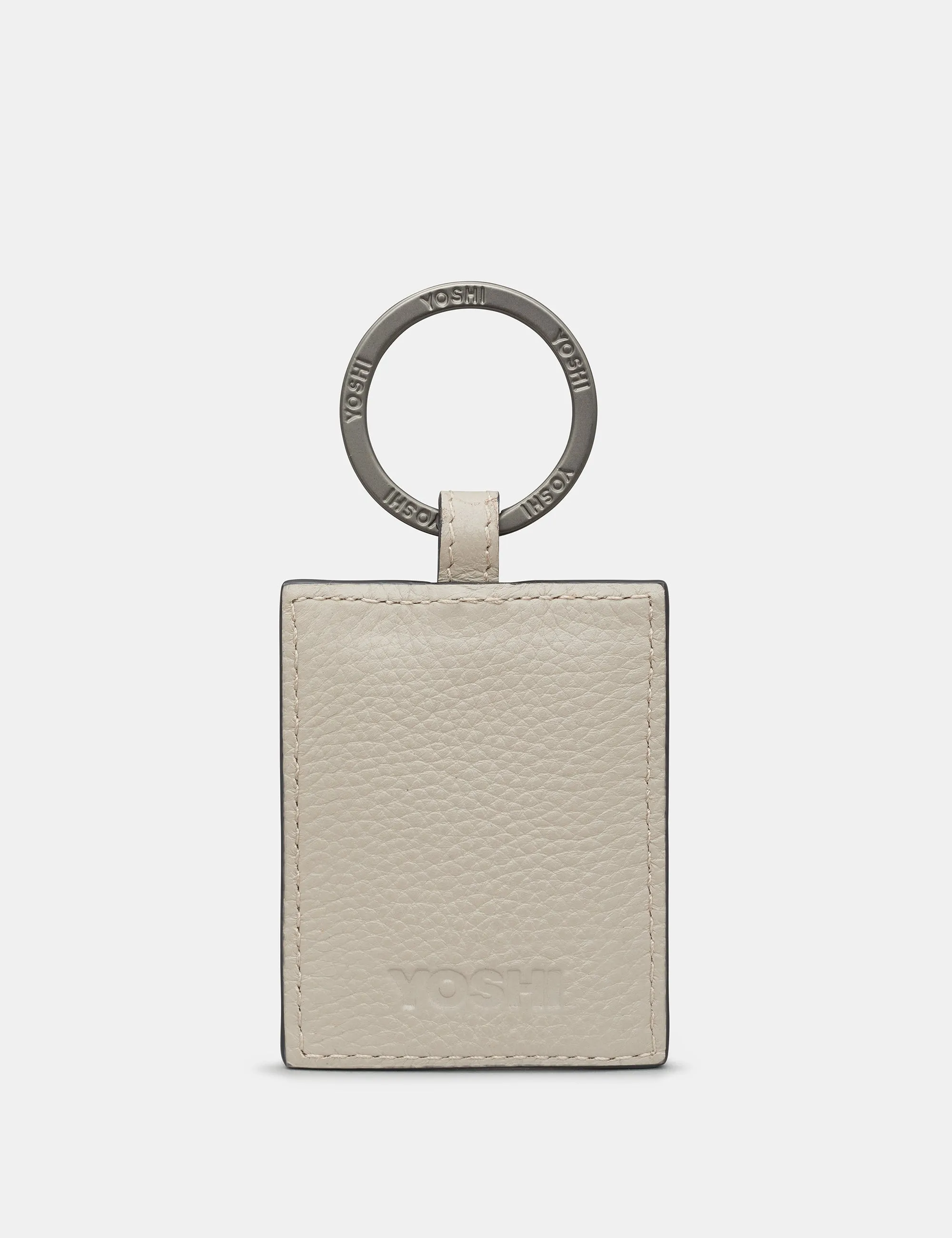 Country Cottage Doorway Warm Grey Leather Keyring