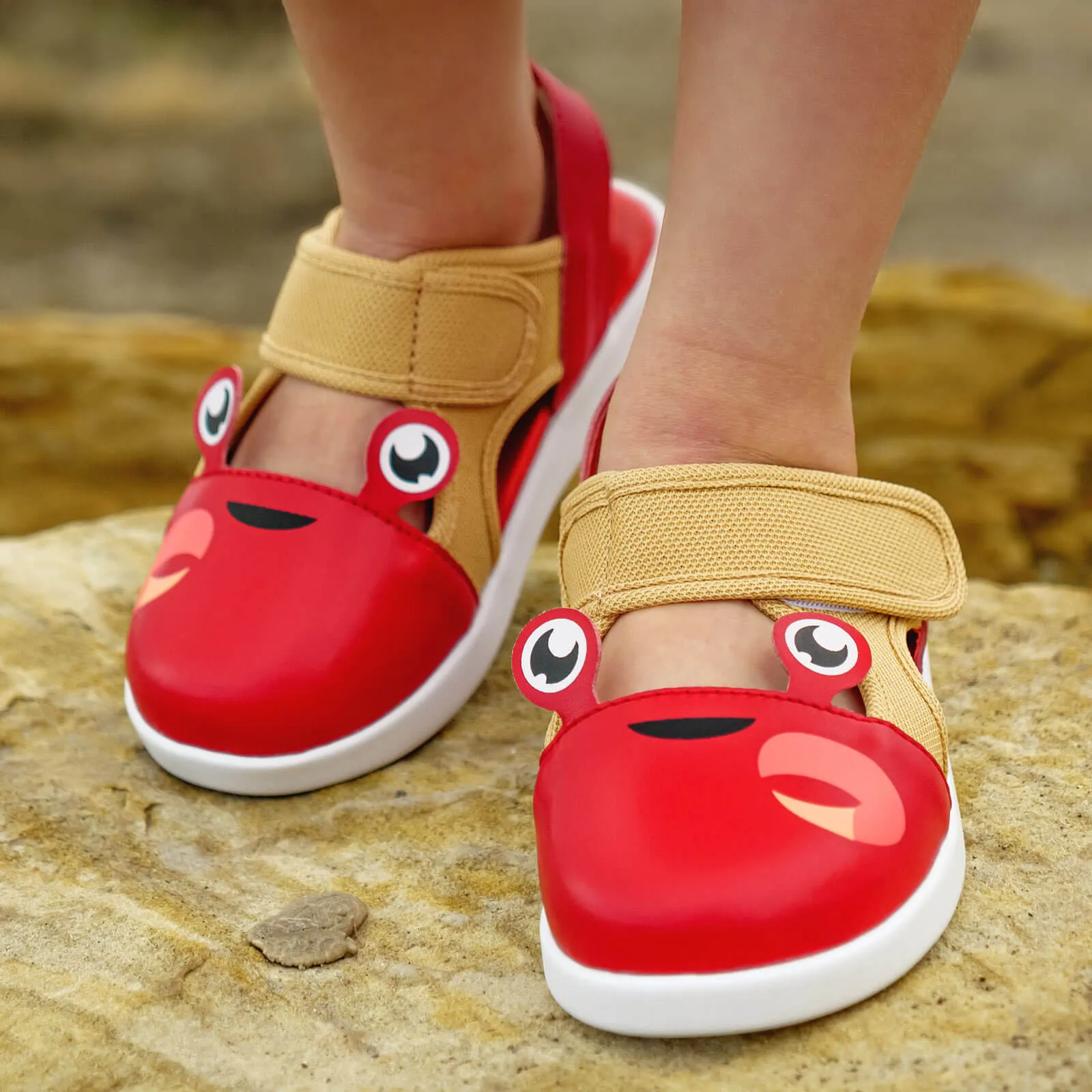 Crab Squeakerless Toddler Sandals  | Red/Tan