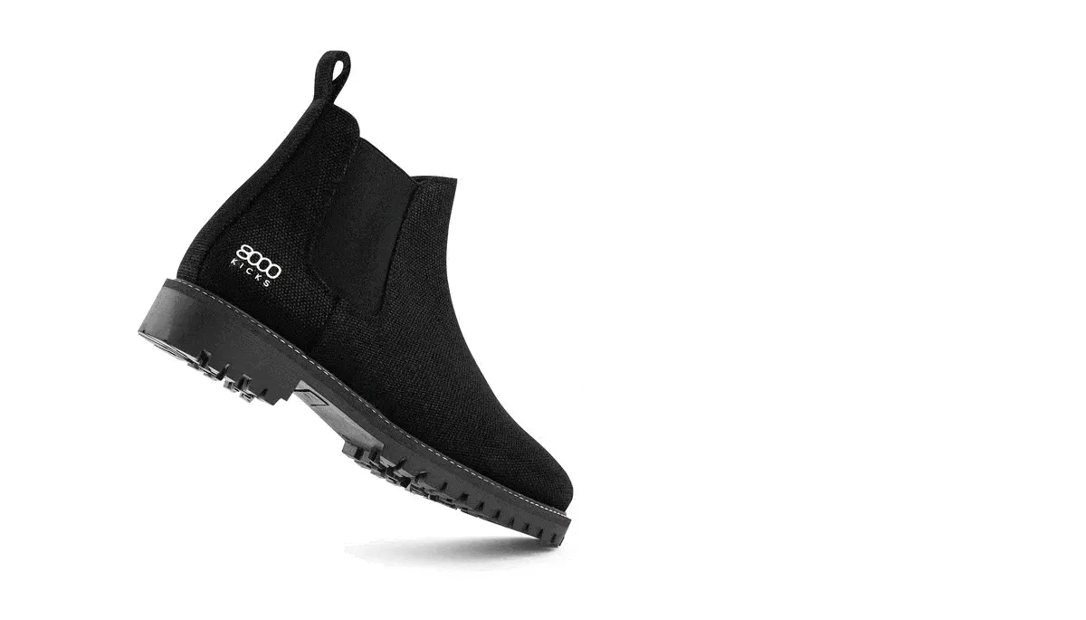 Crossover Men's Vegan Hemp Chelsea Boots | Black