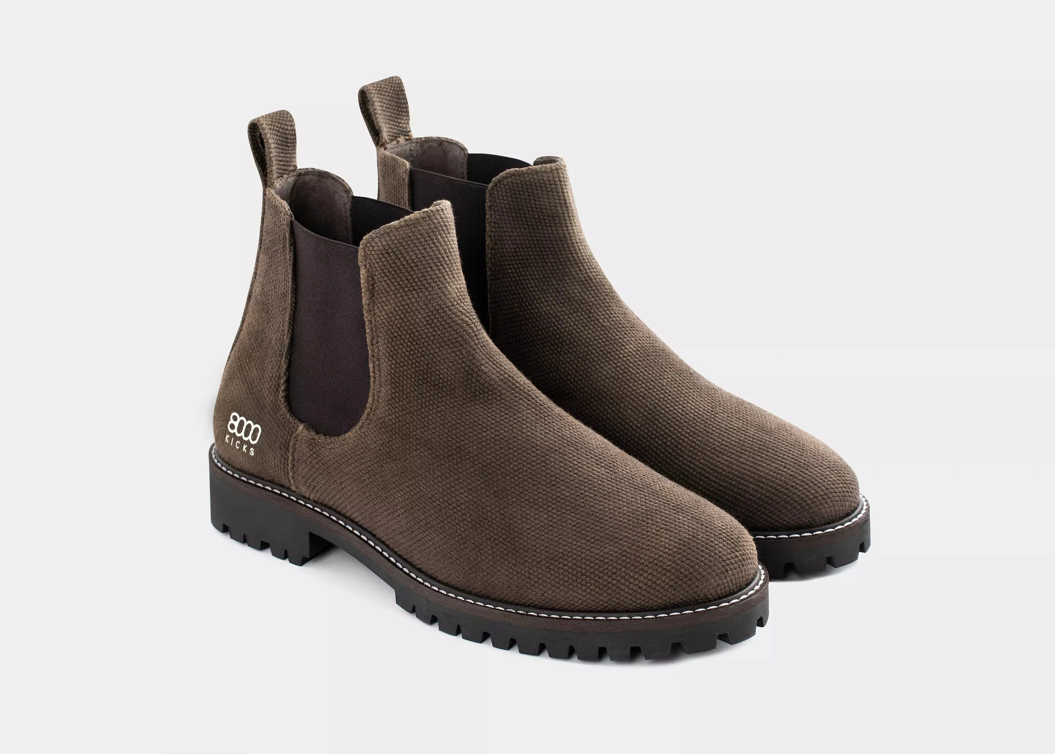 Crossover Men's Vegan Hemp Chelsea Boots | Dark Brown