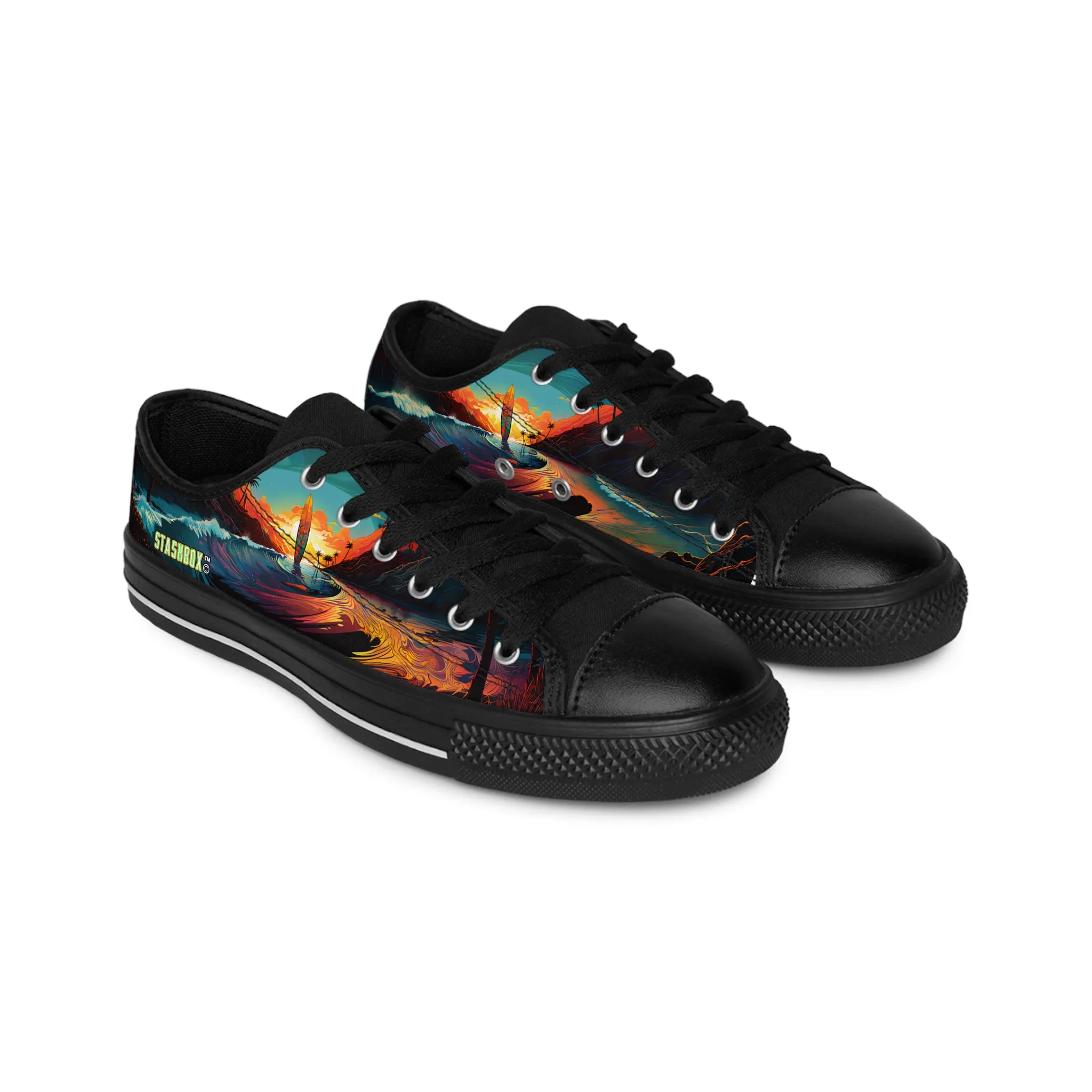 Custom Men's Sneakers Surfboard in Stunning Evening Beach Scene 001