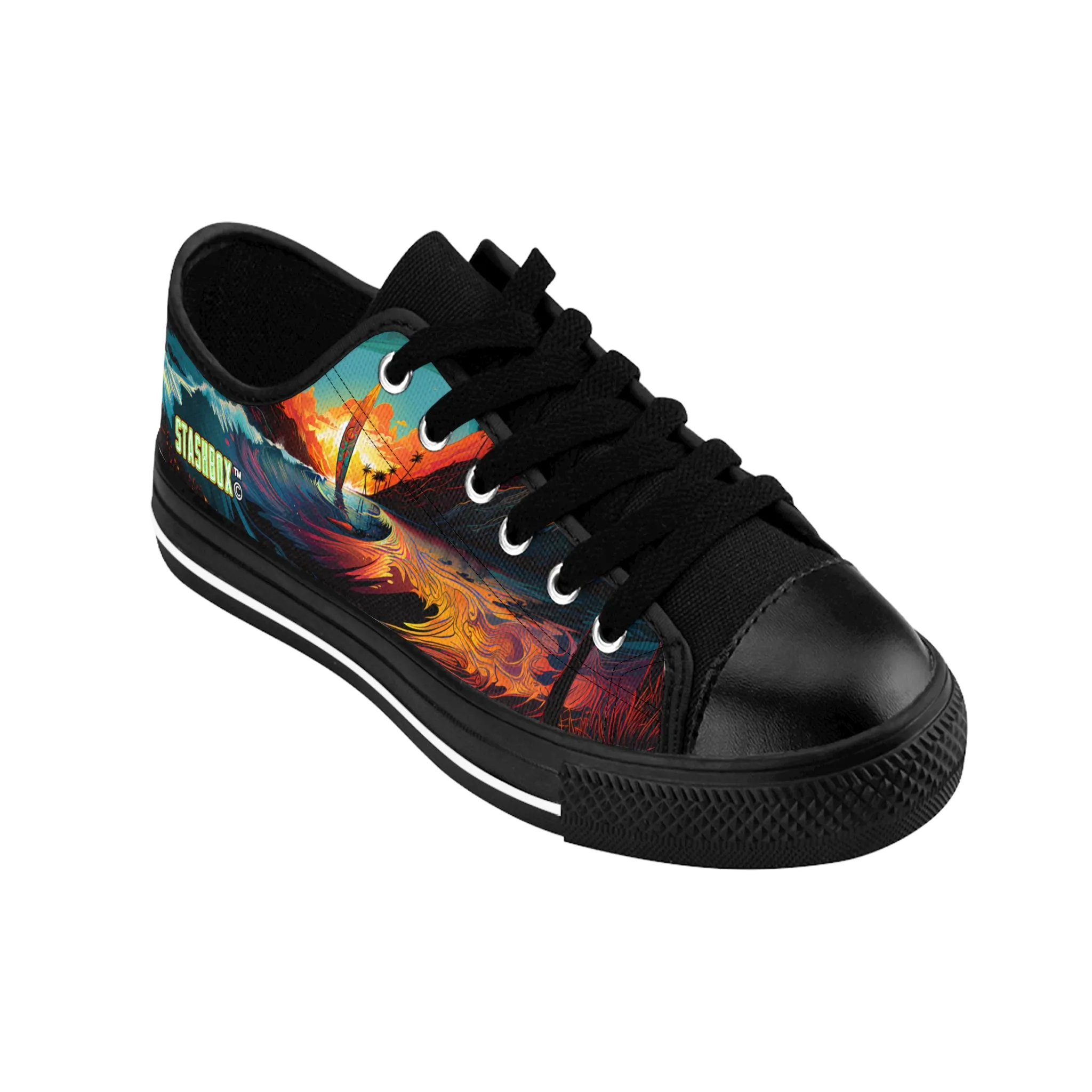 Custom Men's Sneakers Surfboard in Stunning Evening Beach Scene 001