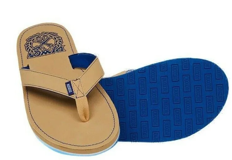 Dixxon Flannel Co. Men's Tan & Royal Blue Leather Flip Flop Style Sandals