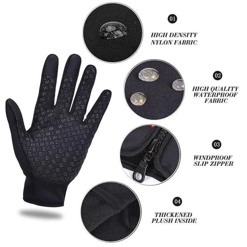 FleekComfy Warm Thermal Gloves Cycling Running Driving Gloves