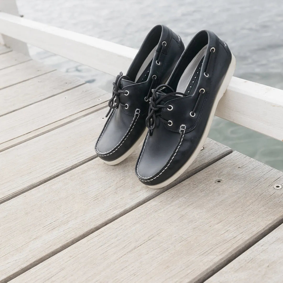 Flinders Leather Deck Shoe - Navy