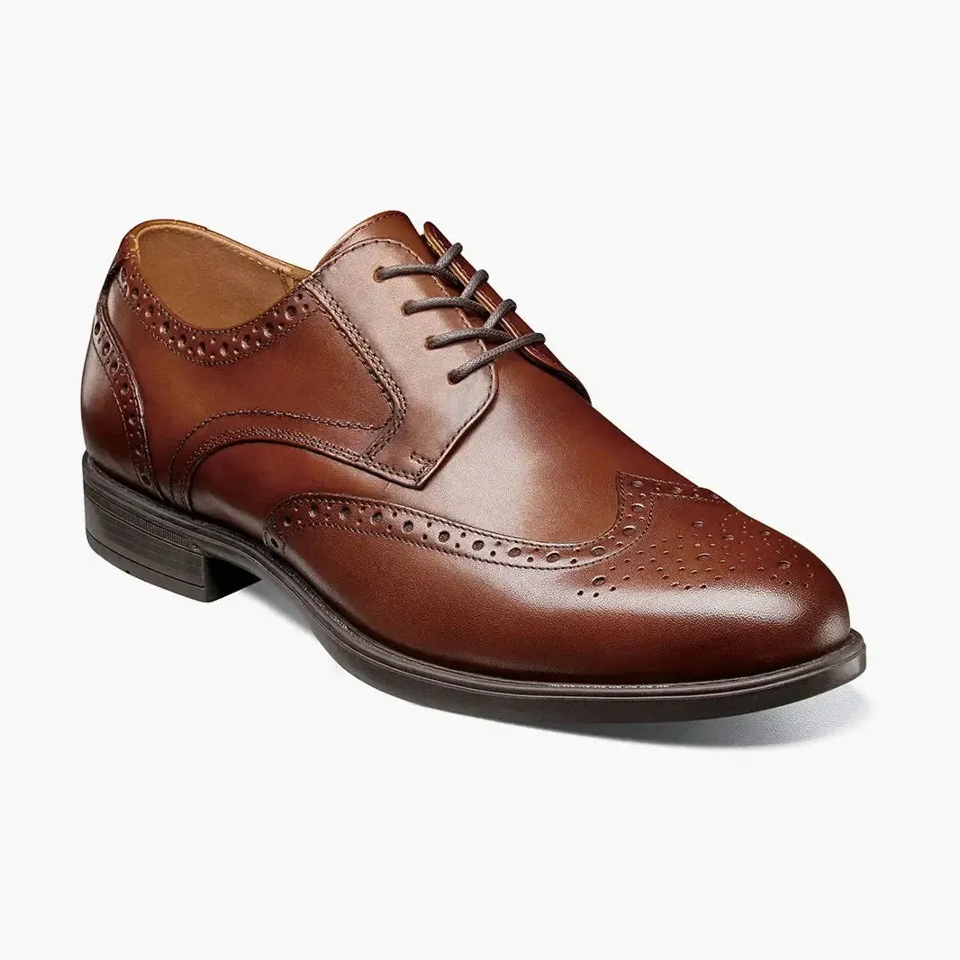 Florsheim Mens Midtown Cognac Brown Wingtip Lace-up Oxford Dress Shoes