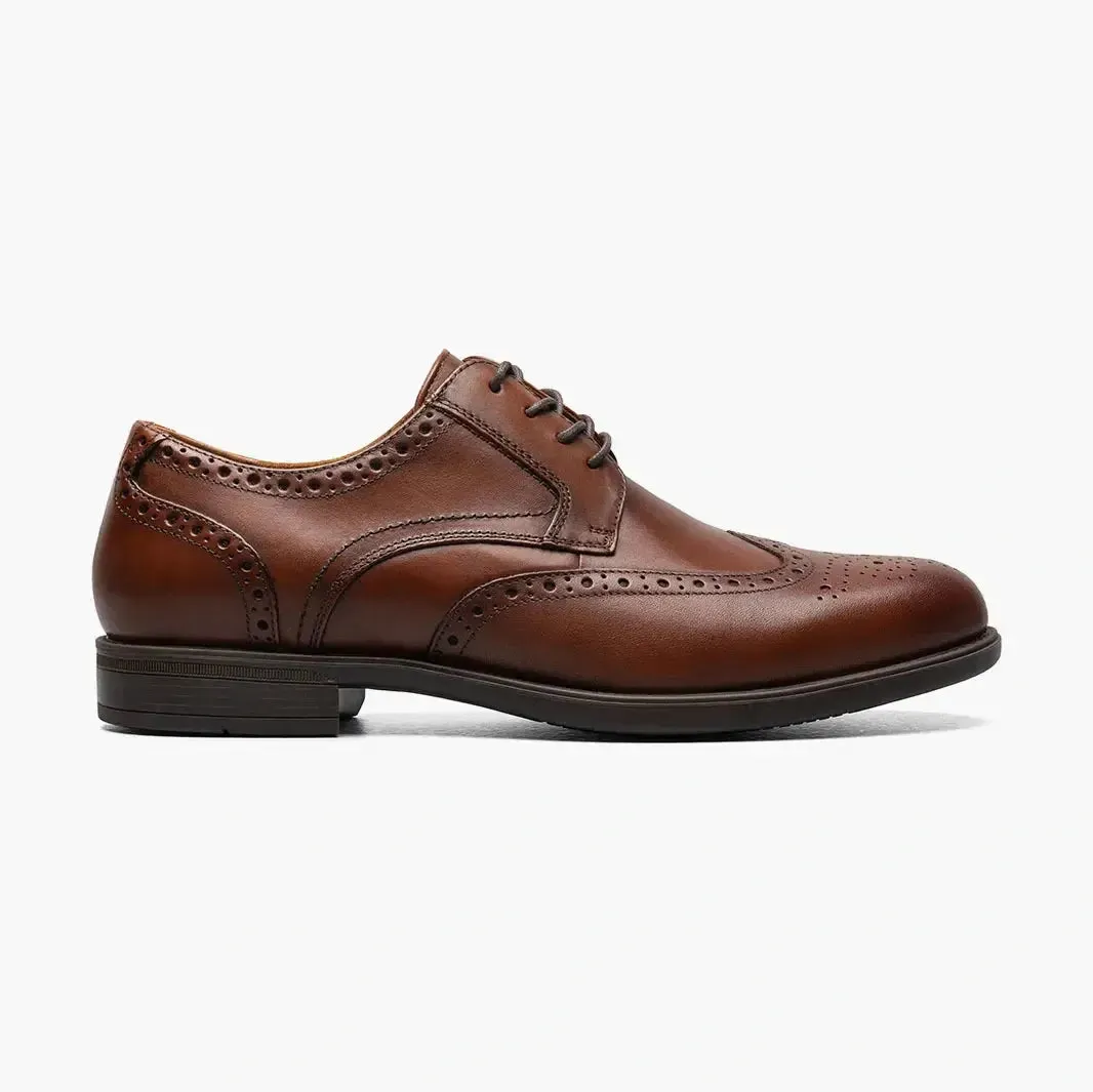 Florsheim Mens Midtown Cognac Brown Wingtip Lace-up Oxford Dress Shoes