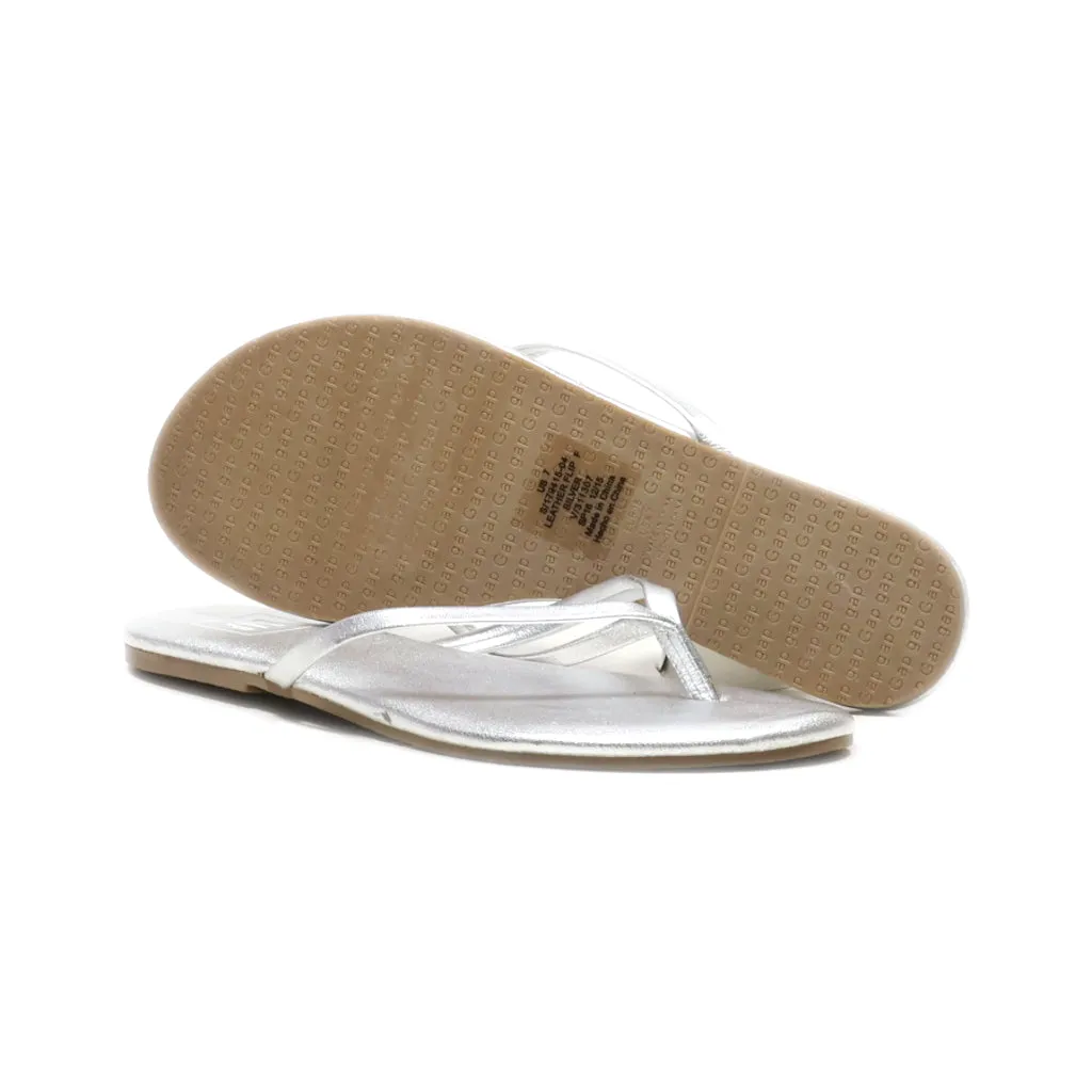 Gap Flip Flops Pu Leather Silver Colour For Women