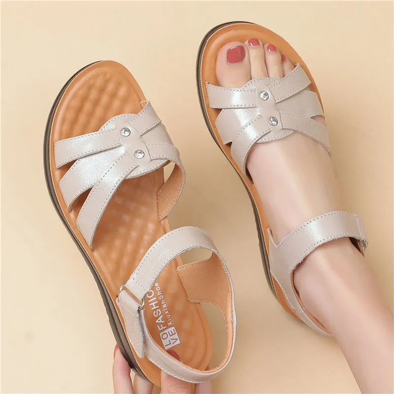 Genuine Leather Flat Non-slip Middle-aged And Elderly Women's Shoes