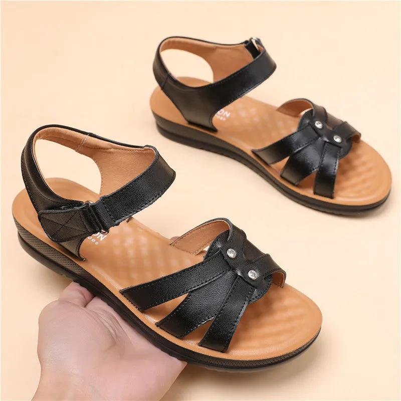 Genuine Leather Flat Non-slip Middle-aged And Elderly Women's Shoes