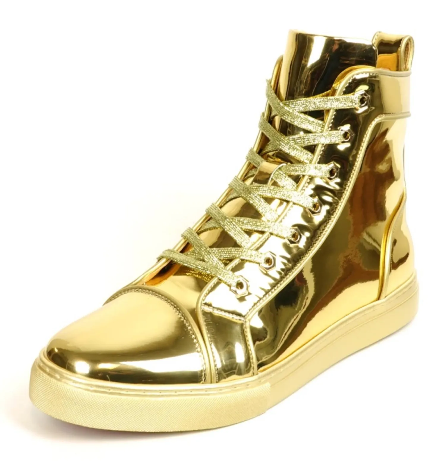 Gold Patent Leather High Top Sneaker