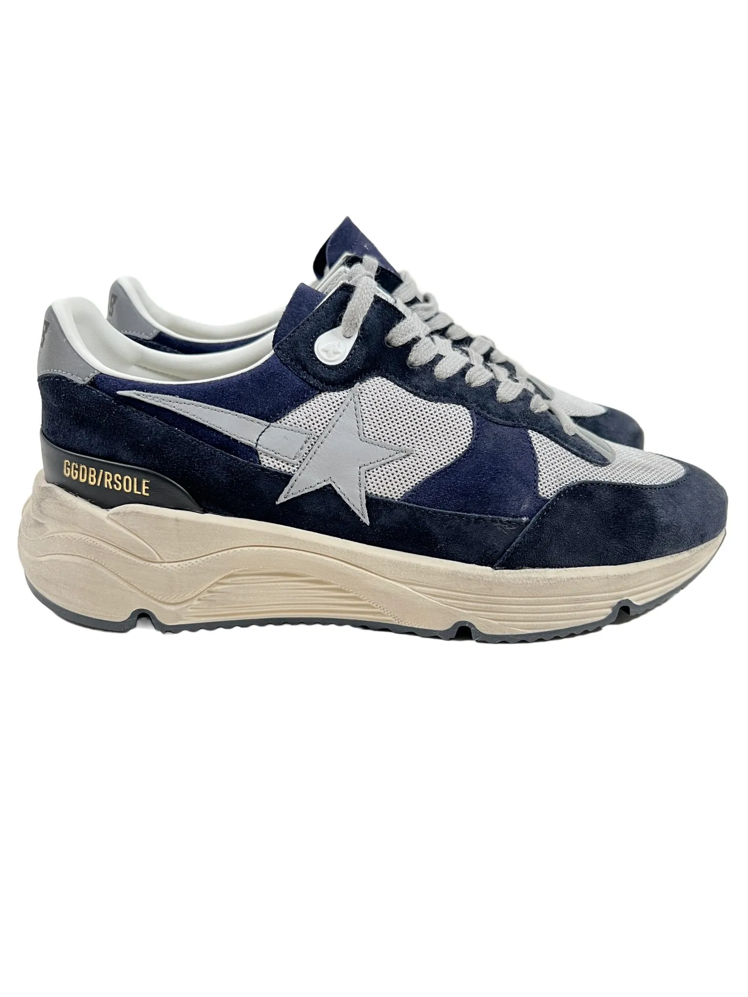 Golden Goose Sneakers GMF00592 Running Sole Silver/Blue/Grey