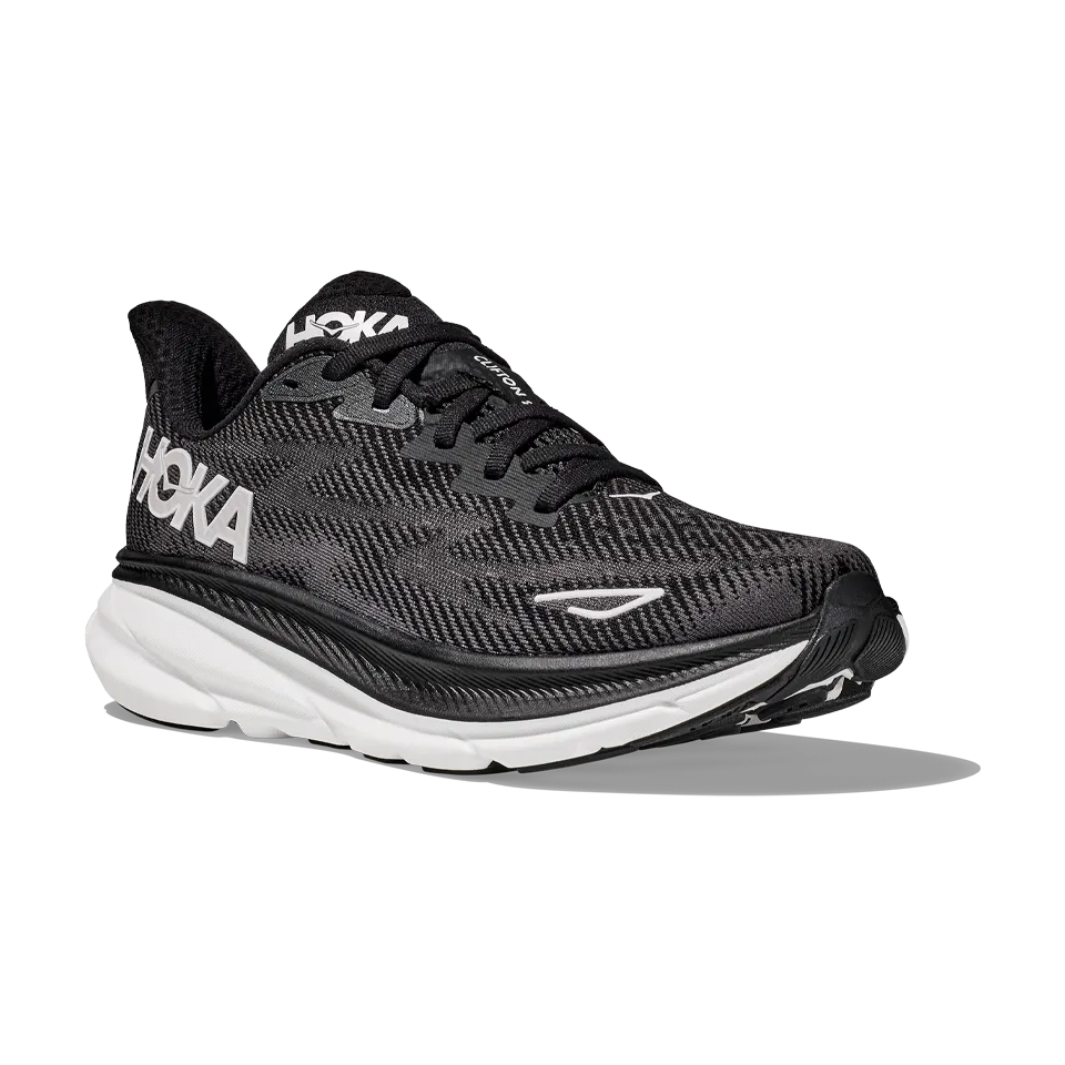 HOKA Women's Clifton 9 Wide Black/White