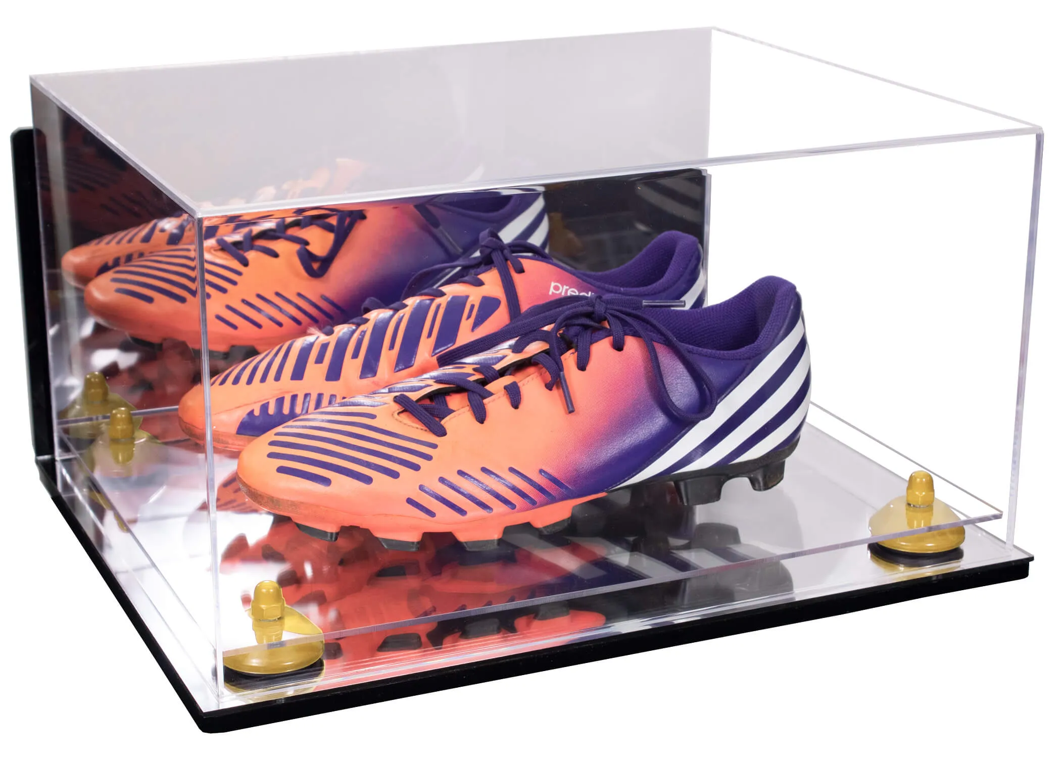 Large Display Case for Small Basketball High Top Shoes, Sneakers, Lacrosse, Soccer & Football Cleats with Mirror Back No Wall Mounts