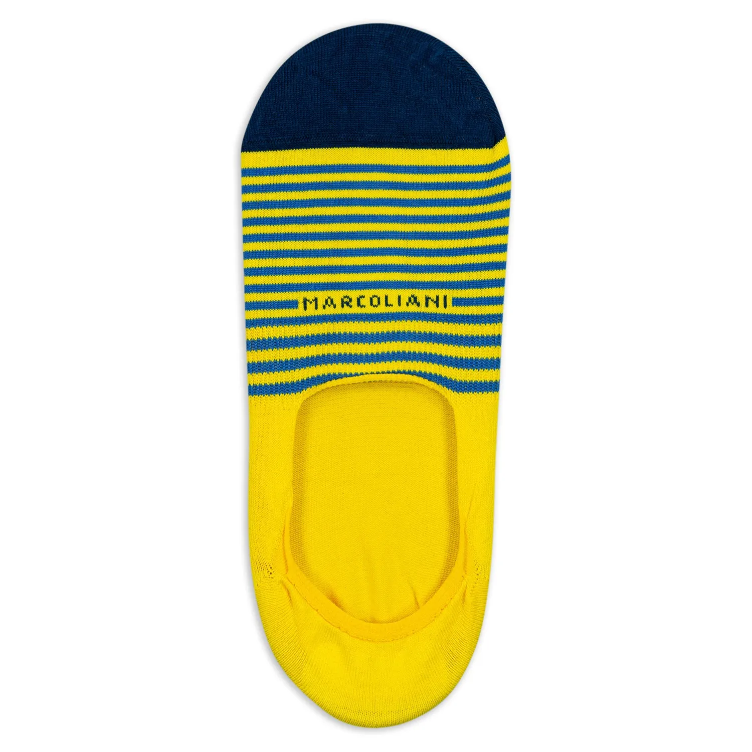 Lemon Yellow Striped Invisible Touch Cotton No-Show Socks - Marcoliani