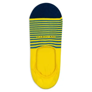 Lemon Yellow Striped Invisible Touch Cotton No-Show Socks - Marcoliani