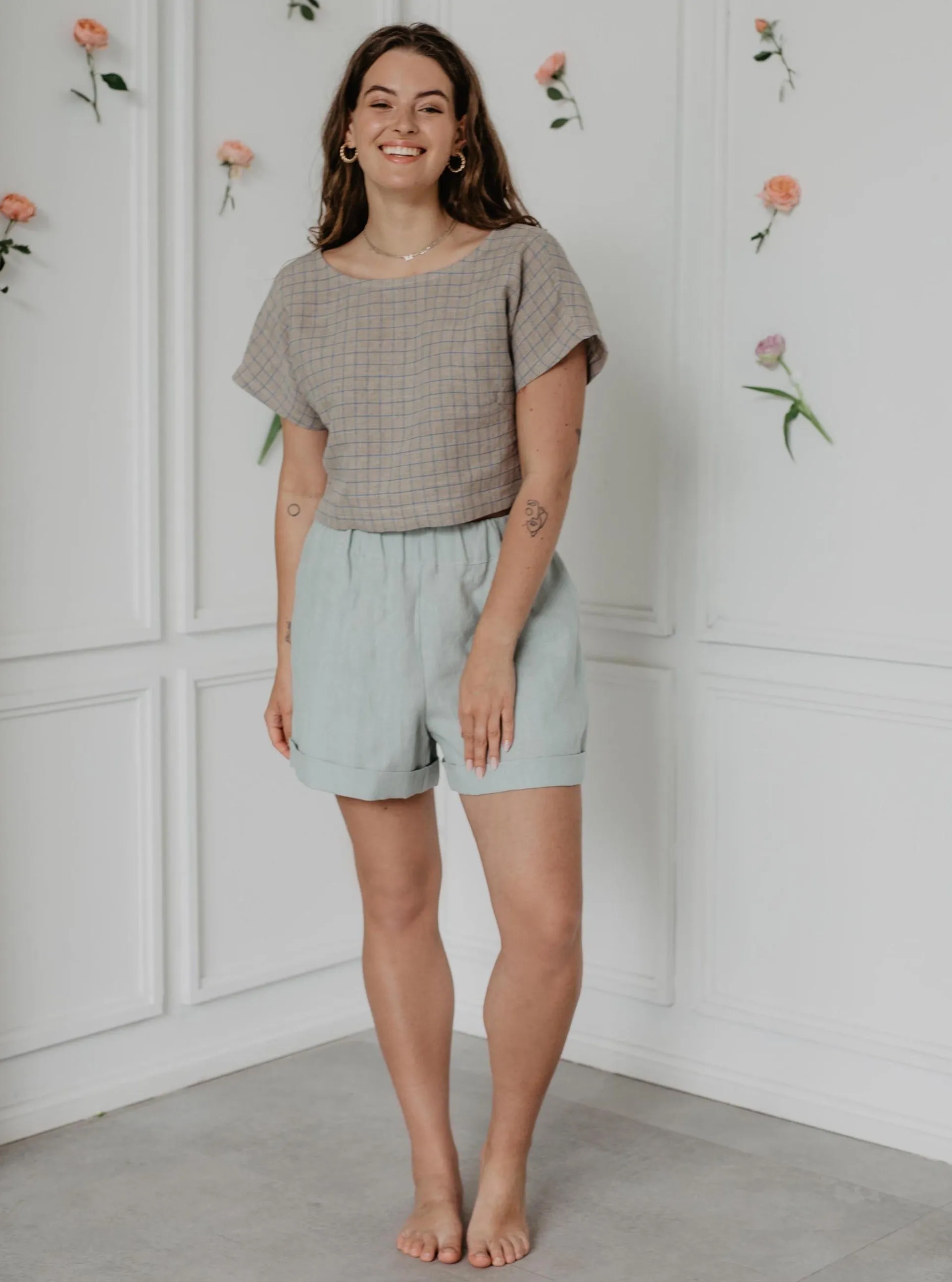 Linen shorts MIA - Sage Green