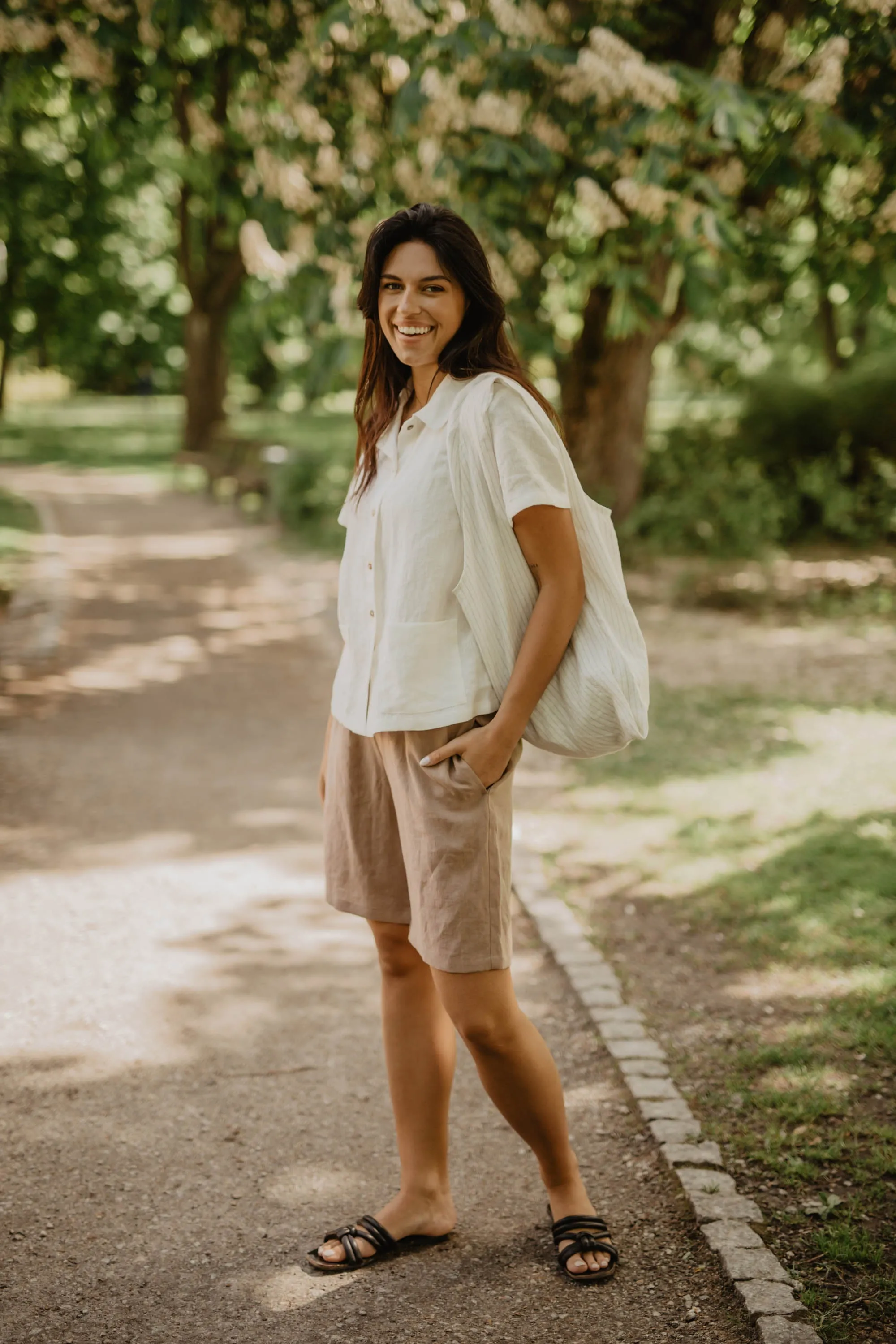 Matilda Long Linen Shorts