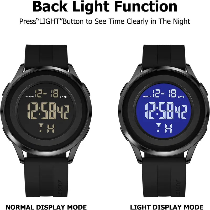 Men's Digital Waterproof Minimalist Ultra-Thin Wrist Watch